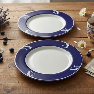 Dansk Flora Indigo Salad Plates Set of 2 ~  8 7/8 "